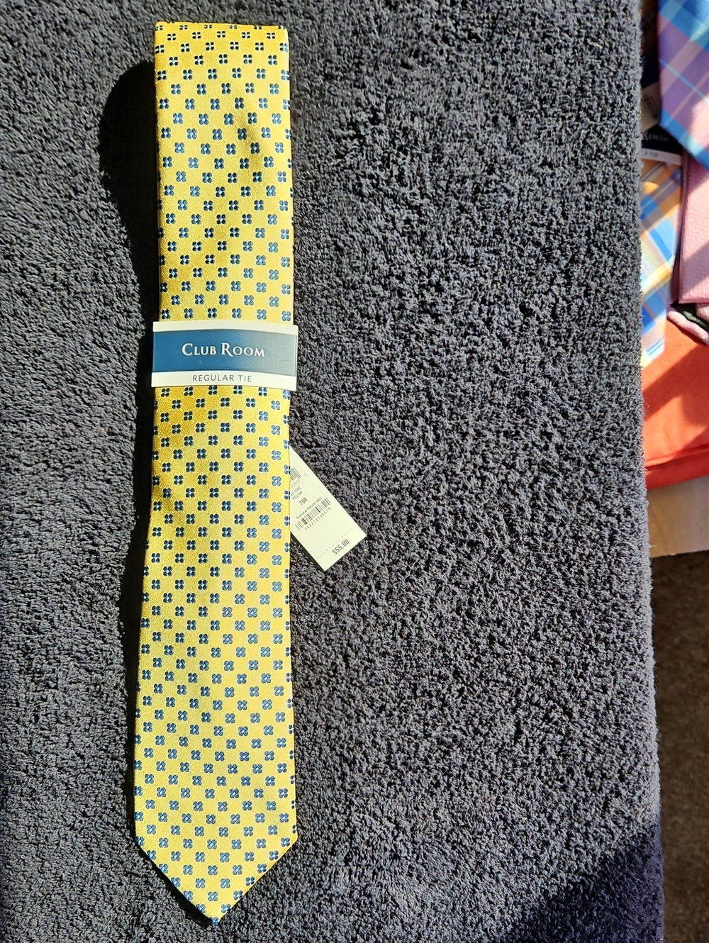 Club Room Yellow Tie with Blue Micro Square Pattern